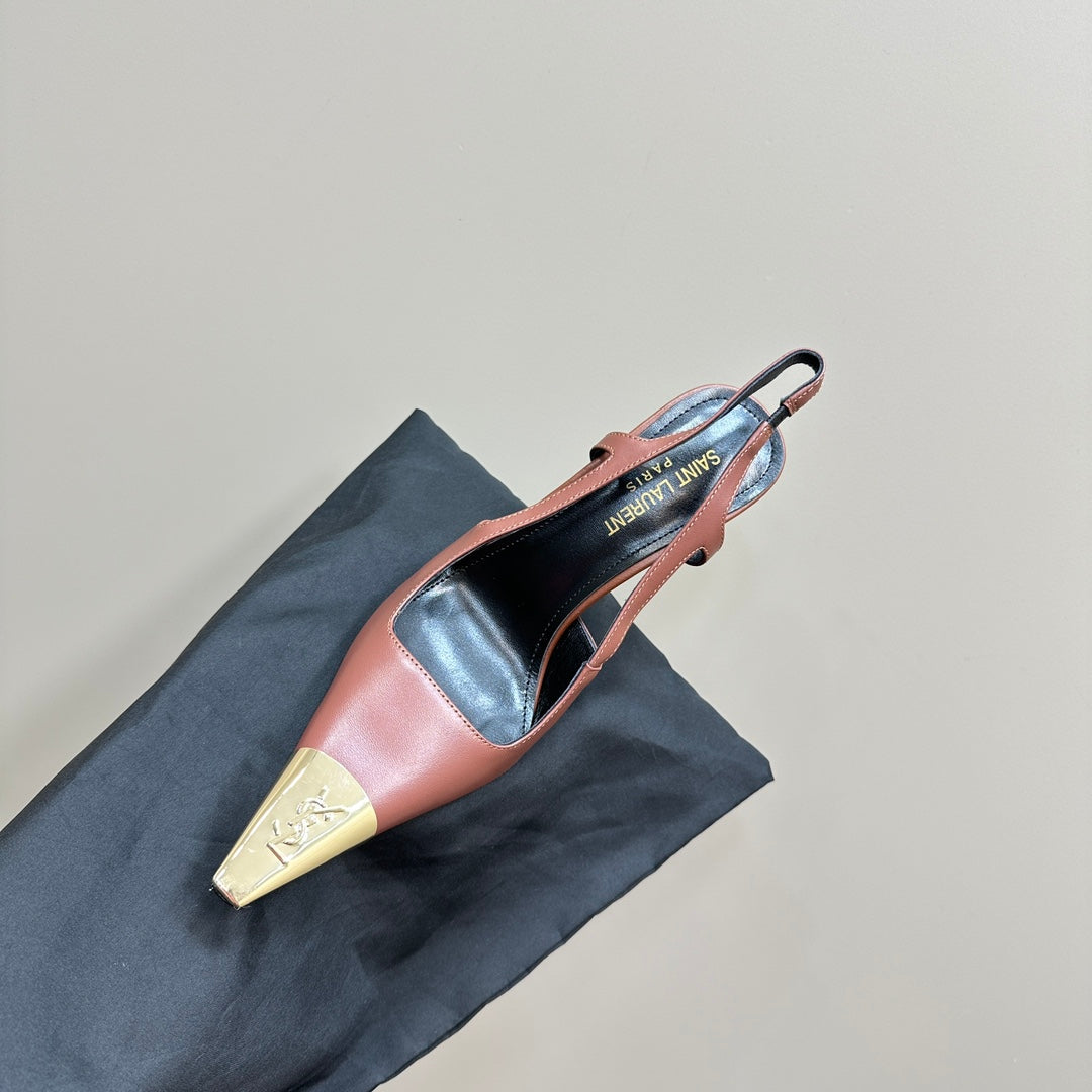 SL JEANNE SLINGBACK PUMPS RUST CALFSKIN - 35