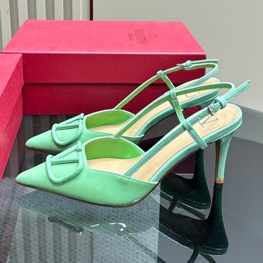 VLOGO SIGNATURUE GREEN FERN PATENT LEATHER SLINGBACK PUMP 80MM - 35