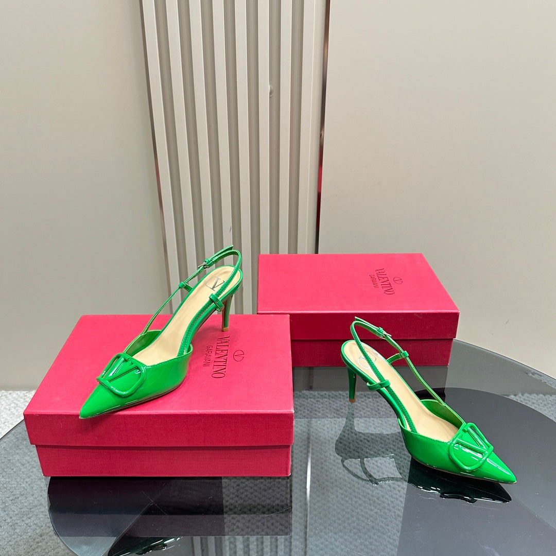 VLOGO SIGNATURUE EMERALD GREEN PATENT LEATHER SLINGBACK PUMP 80MM - 35