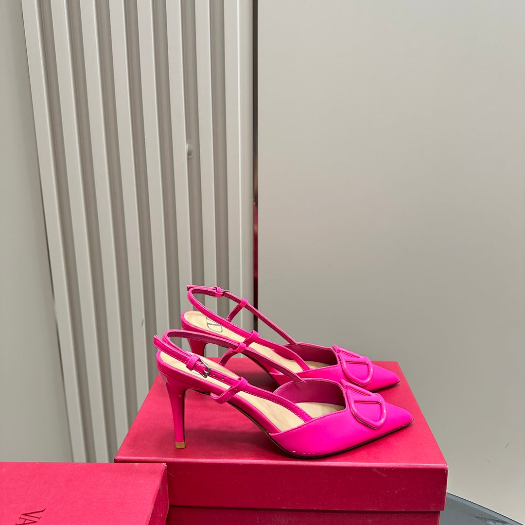 VLOGO SIGNATURUE BRIGHT PINK PATENT LEATHER SLINGBACK PUMP 80MM - 35