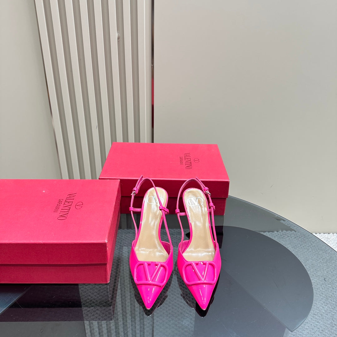 VLOGO SIGNATURUE BRIGHT PINK PATENT LEATHER SLINGBACK PUMP 80MM - 35