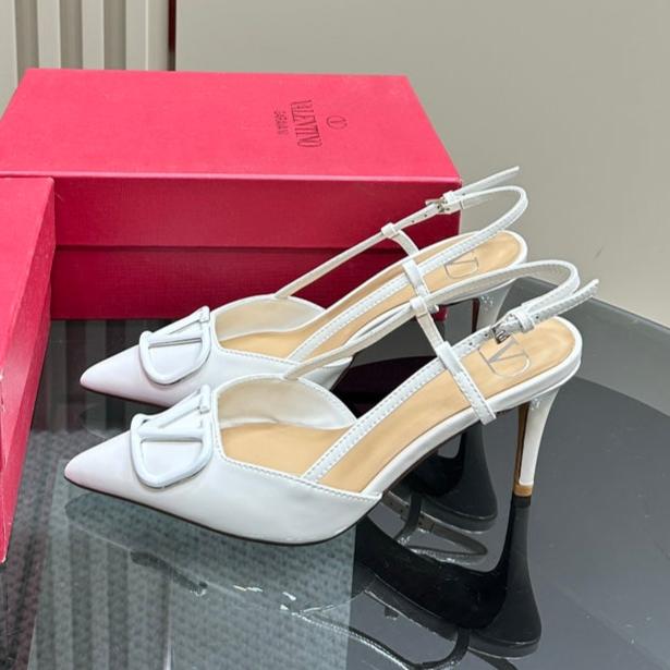 VLOGO SIGNATURUE WHITE PATENT LEATHER SLINGBACK PUMP 80MM - 35