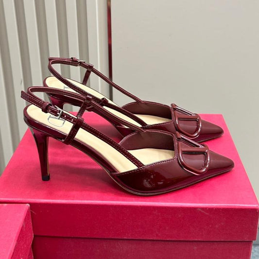 VLOGO SIGNATURUE WINE RED PATENT LEATHER SLINGBACK PUMP 80MM - 35