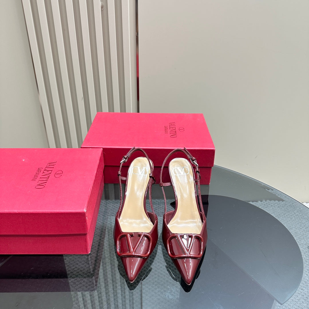 VLOGO SIGNATURUE WINE RED PATENT LEATHER SLINGBACK PUMP 80MM - 35