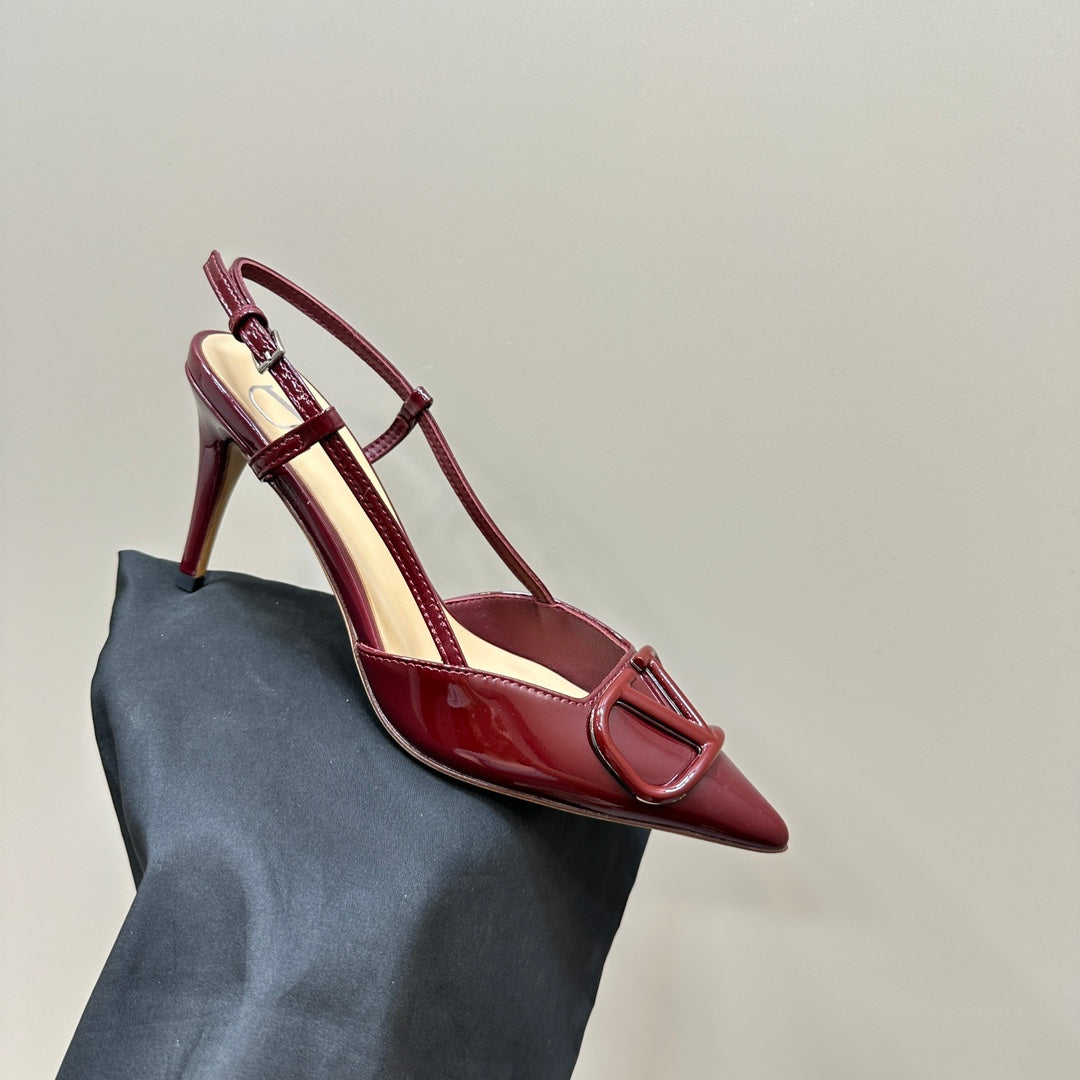 VLOGO SIGNATURUE WINE RED PATENT LEATHER SLINGBACK PUMP 80MM - 35