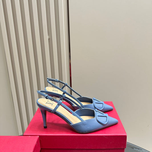 VLOGO SIGNATURE ELECTRIC BLUE PATENT LEATHER SLINGBACK PUMP 80MM - 35