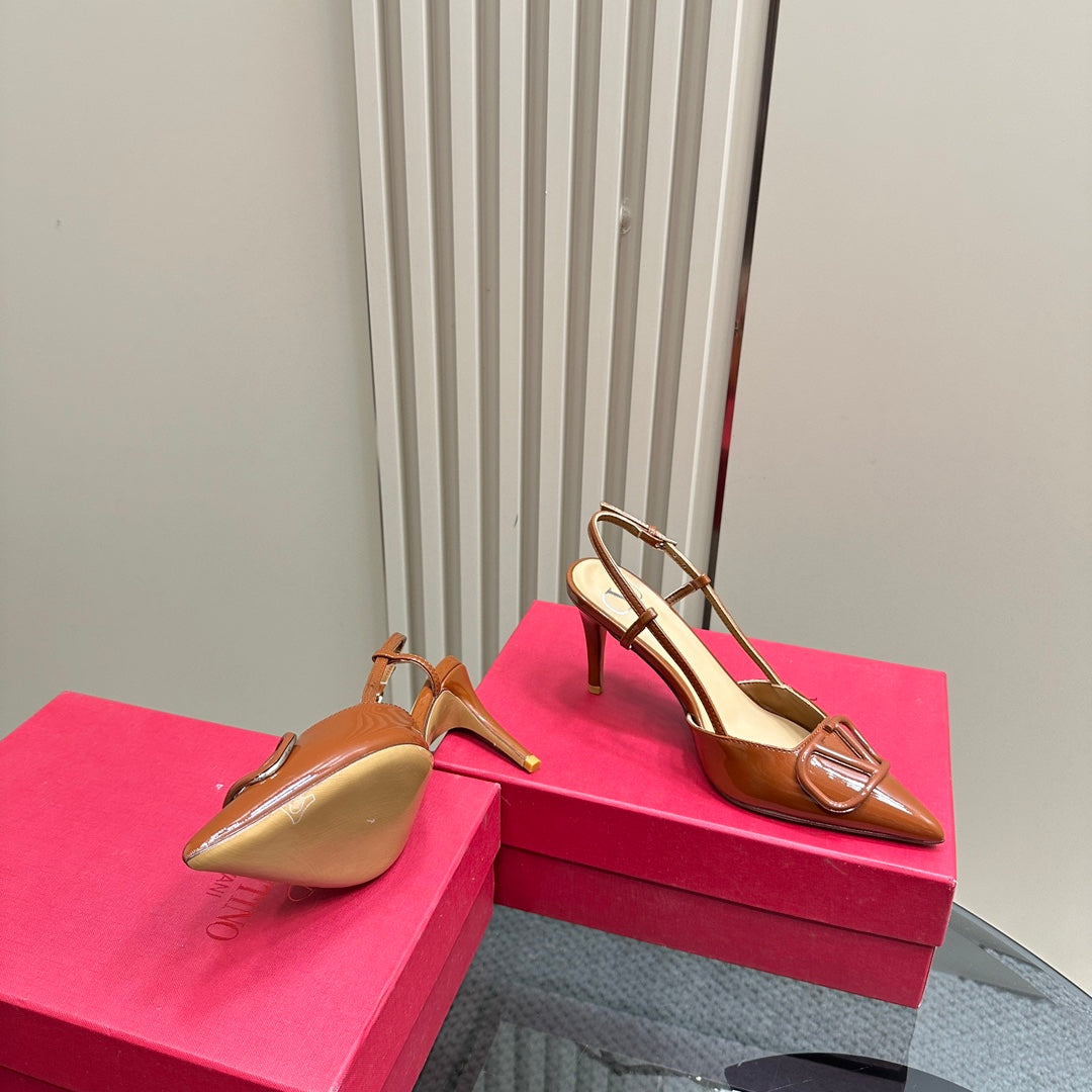 VLOGO SIGNATURE GINGER ORANGE PATENT LEATHER SLINGBACK PUMP 80MM - 35