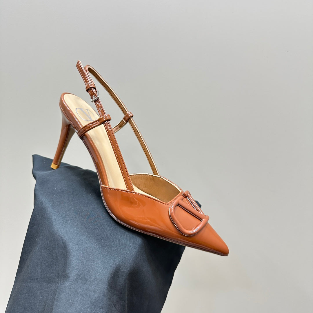VLOGO SIGNATURE GINGER ORANGE PATENT LEATHER SLINGBACK PUMP 80MM - 35