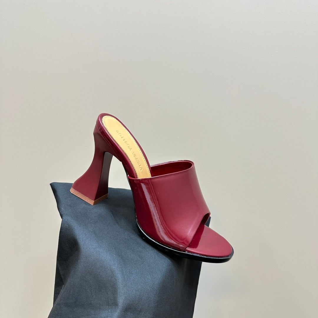 HIGH MULE 95 MM IN WINE RED CALFSKIN - 34