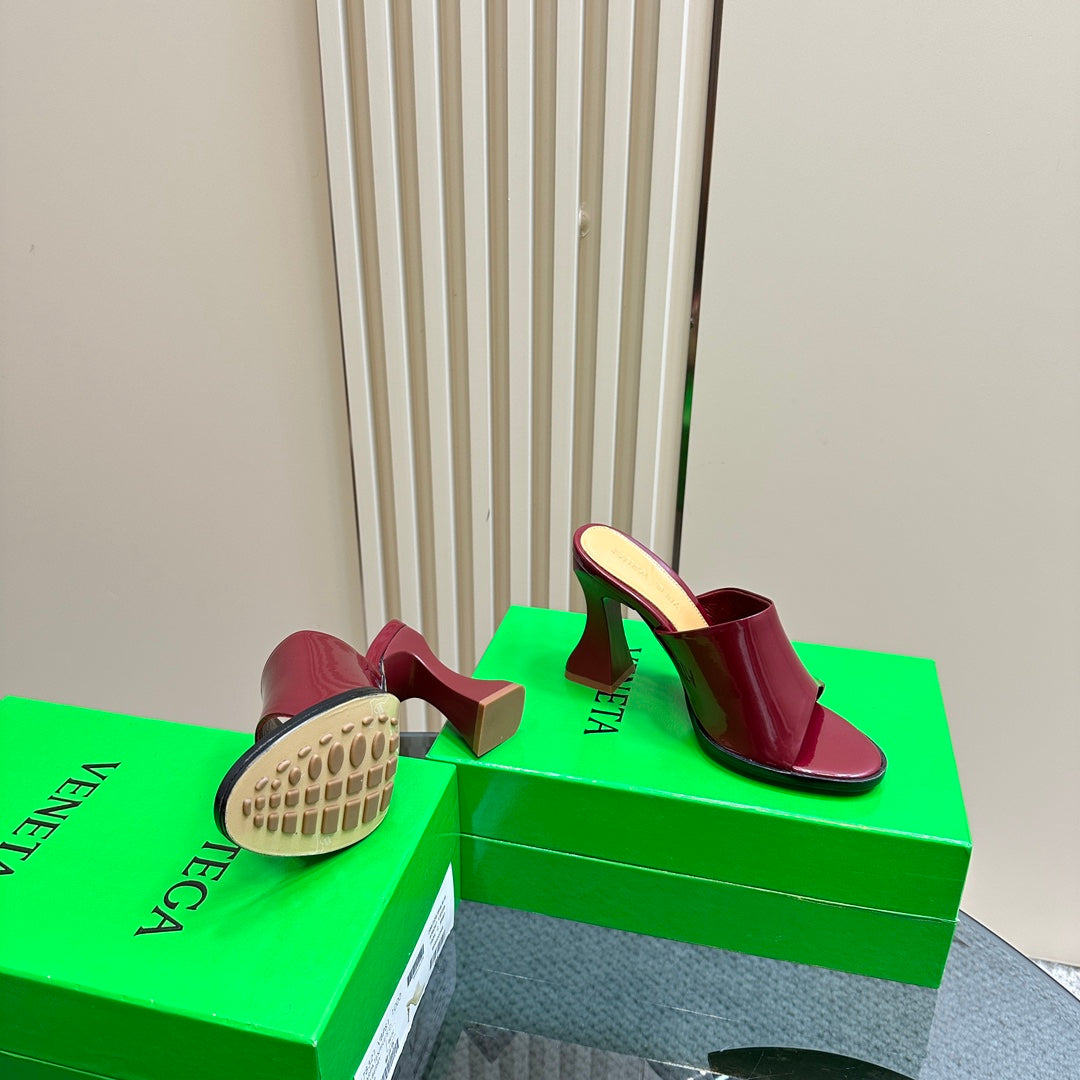 HIGH MULE 95 MM IN WINE RED CALFSKIN - 34