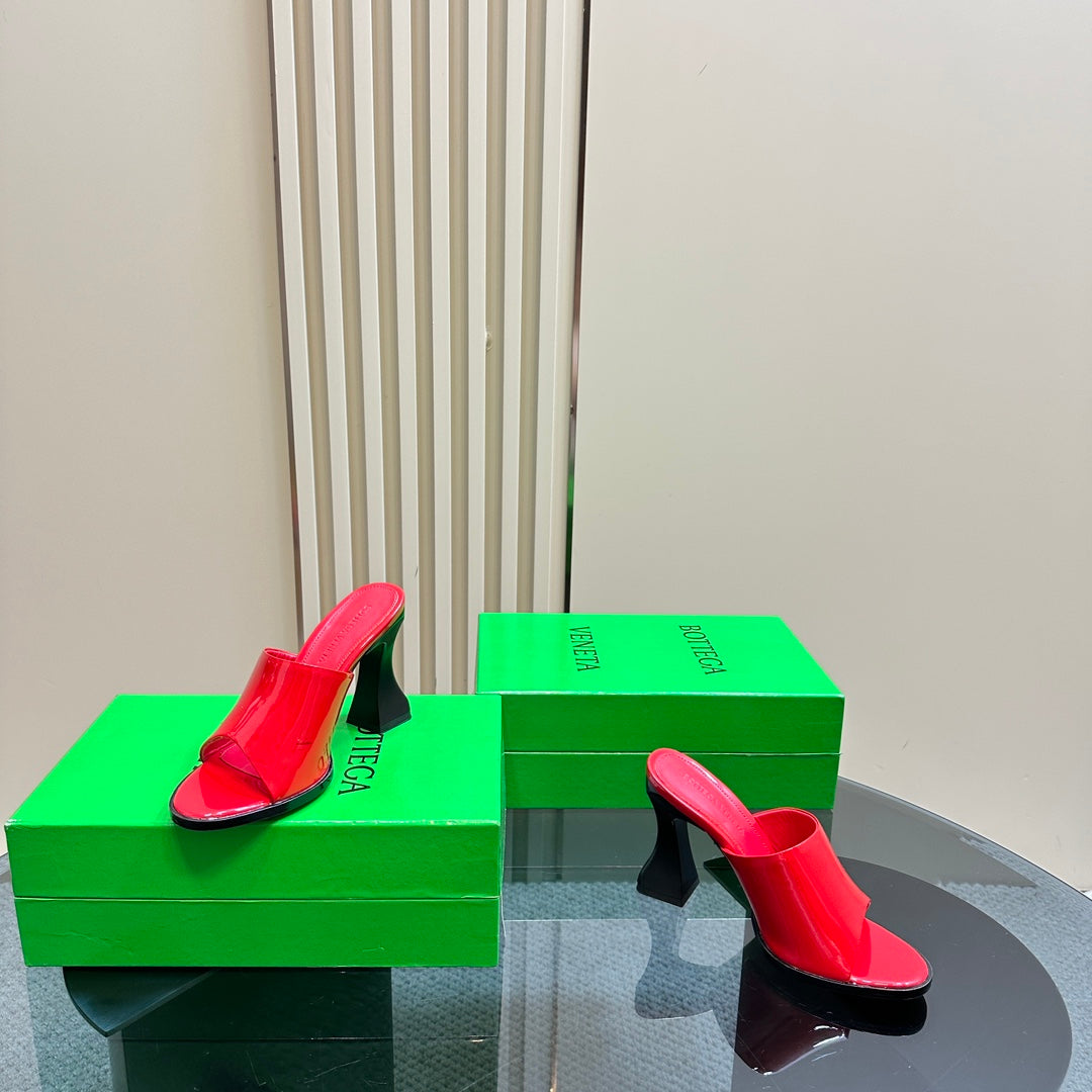 HIGH MULE 95 MM IN CHERRY RED CALFSKIN - 34