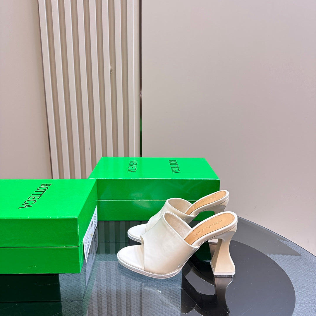 HIGH MULE 95 MM IN WHITE CALFSKIN - 34