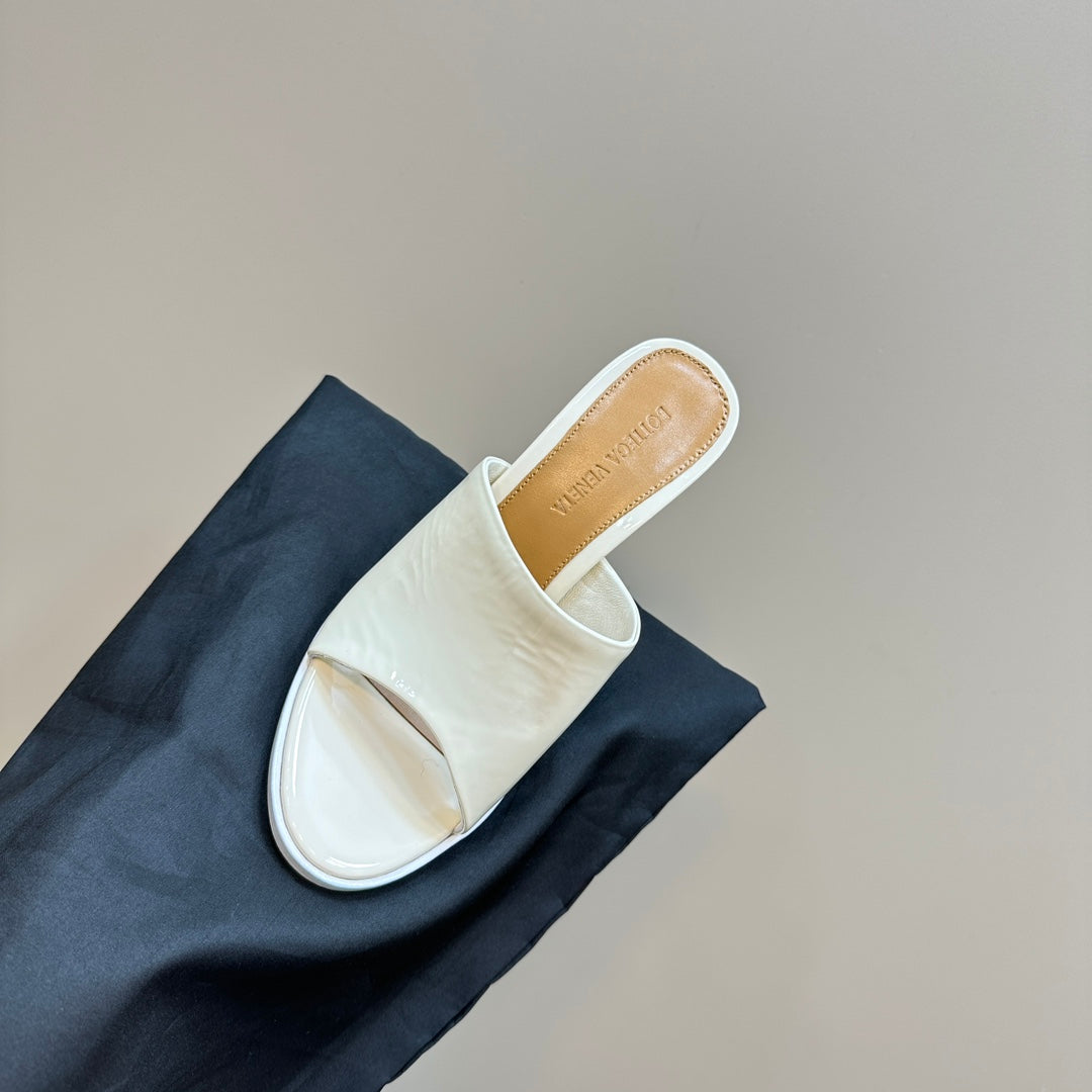 HIGH MULE 95 MM IN WHITE CALFSKIN - 34