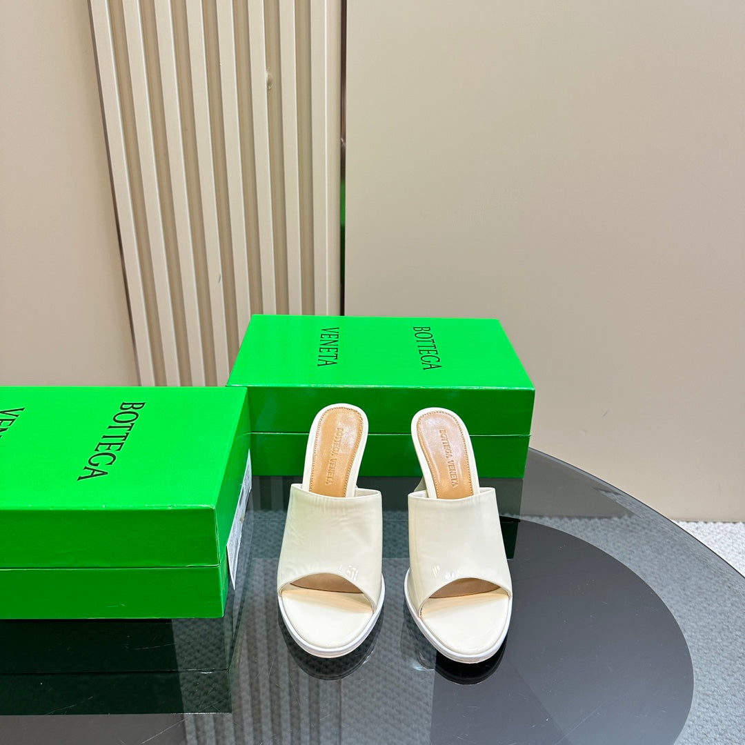 HIGH MULE 95 MM IN WHITE CALFSKIN - 34