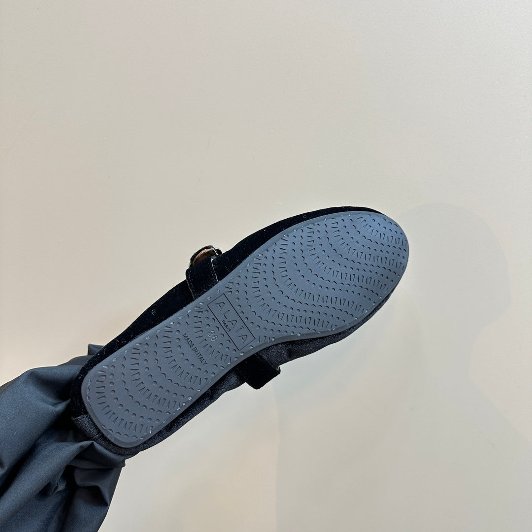 ALAIA BALLET FLATS IN BLACK VELVET - 35