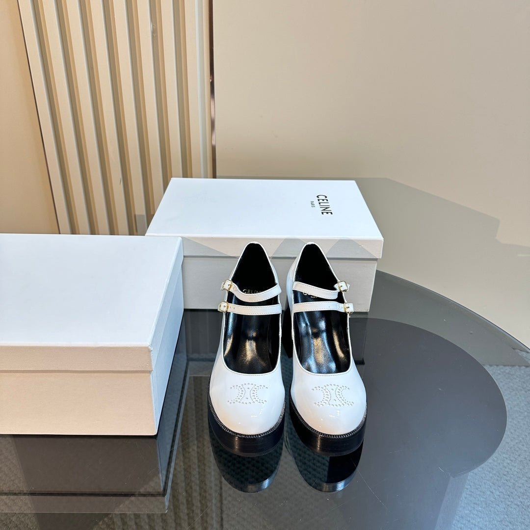 TESS BABIES IN WHITE PATENT CALFSKIN - 35