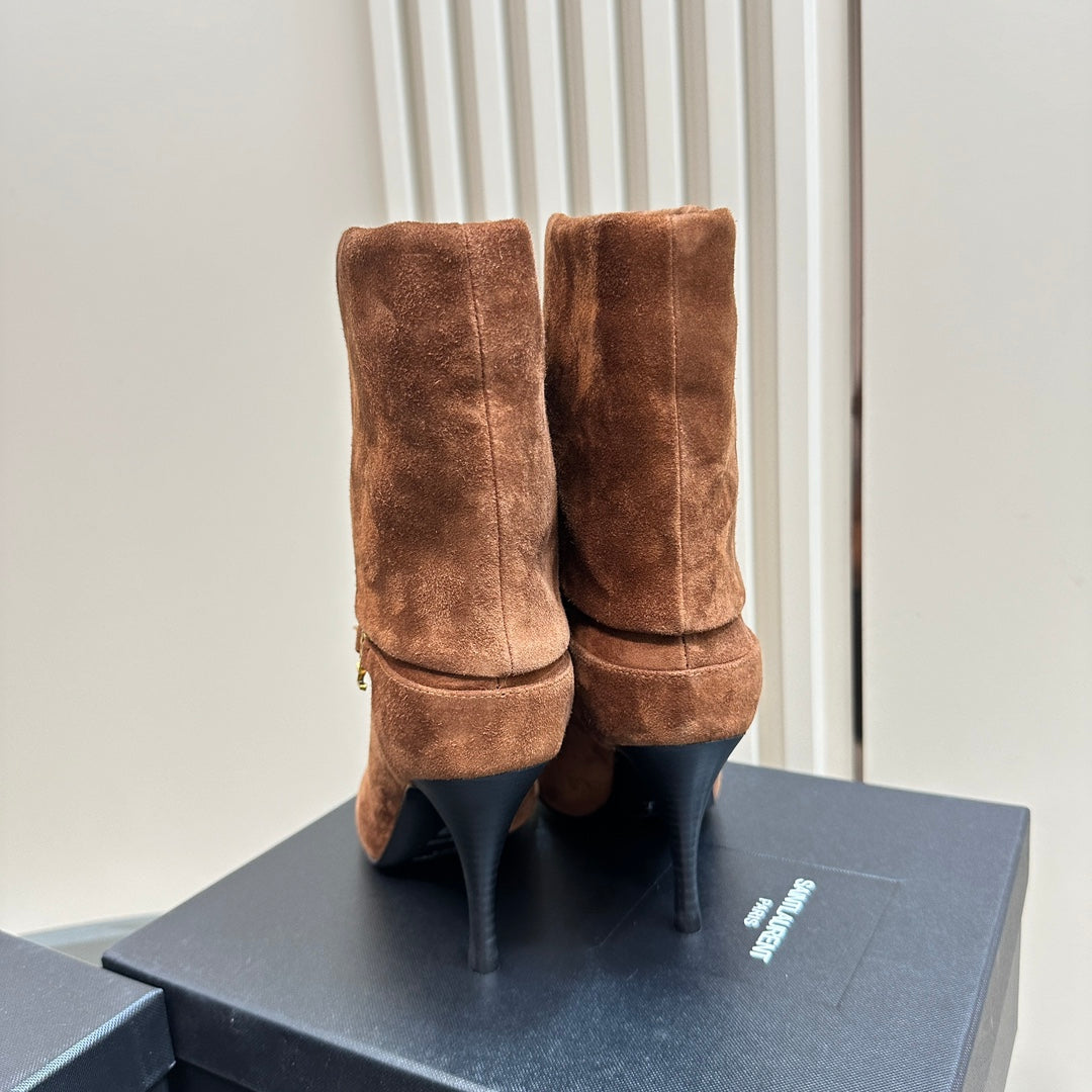 NIKI BOOTIES IN ASH BROWN SUEDE - 35