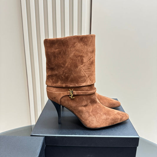 NIKI BOOTIES IN ASH BROWN SUEDE - 35