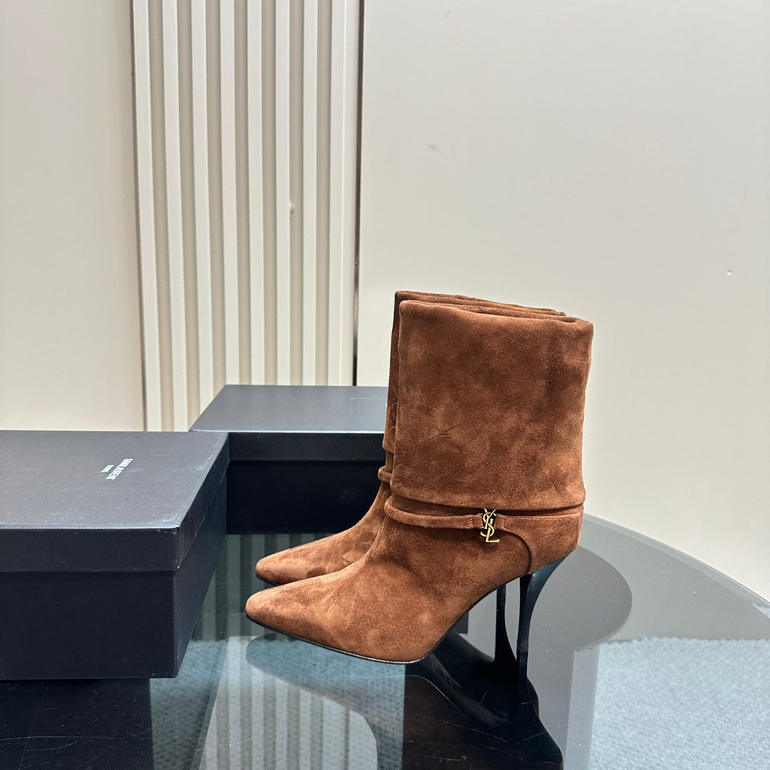 NIKI BOOTIES IN ASH BROWN SUEDE - 35