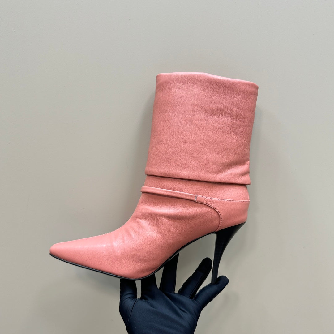 NIKI BOOTIES IN CORAL SHEEPSKIN - 35