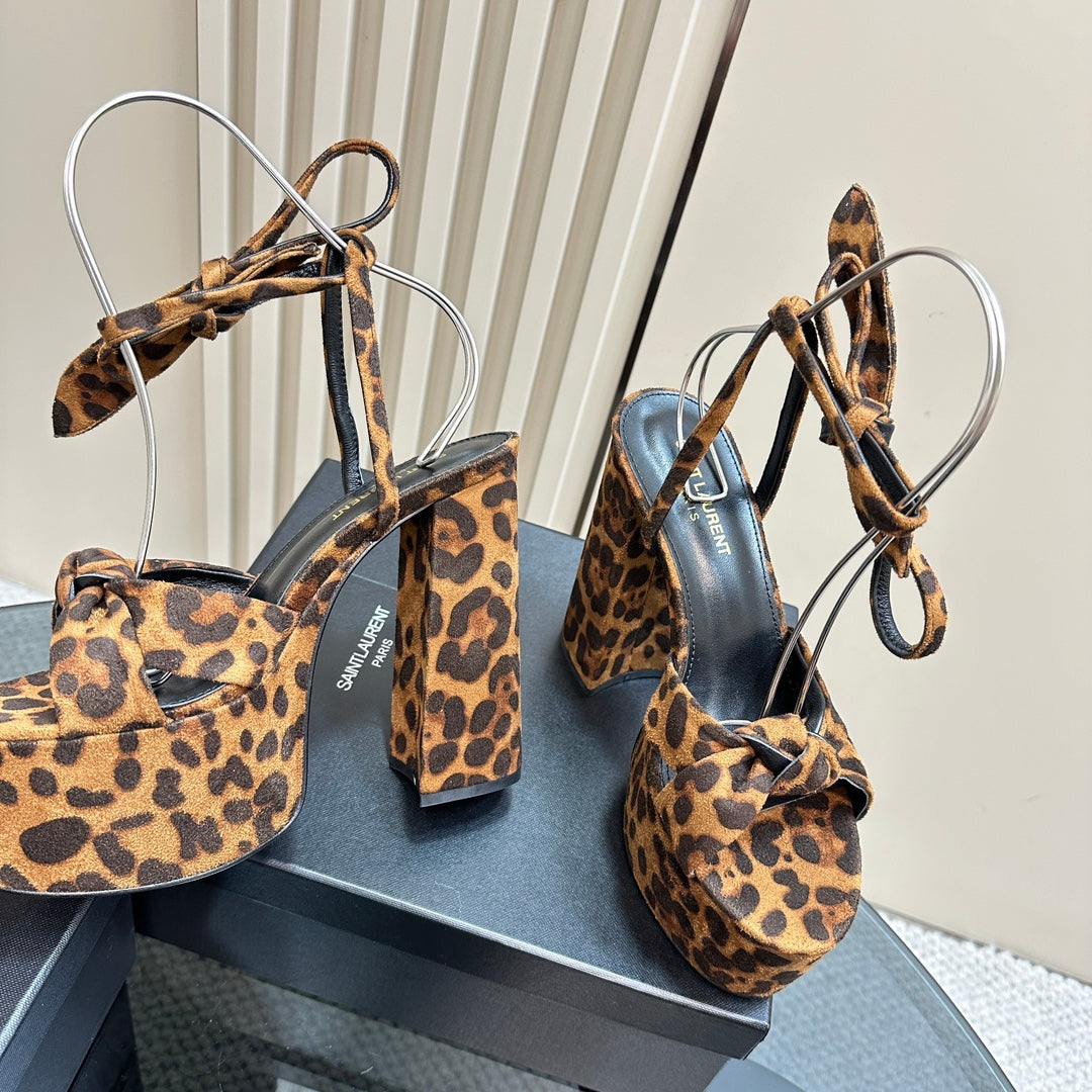 BIANCA PLATFORM SANDALS IN LEOPARD PRINT SUEDE - 35