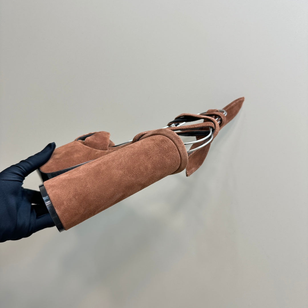 BIANCA PLATFORM SANDALS IN SIENNA BROWN SUEDE - 35