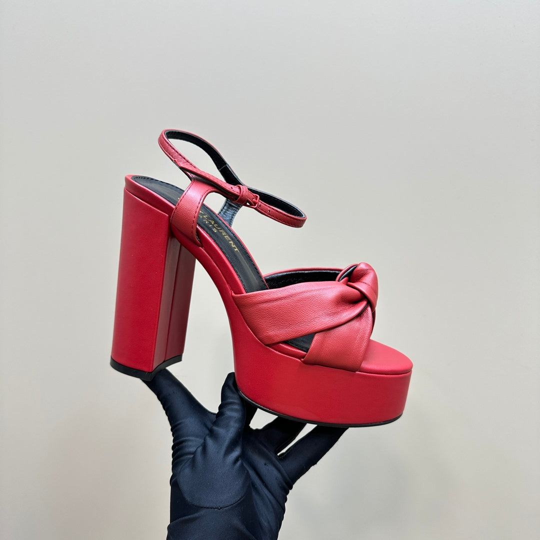 BIANCA PLATFORM SANDALS IN RED LAMBSKIN - 35