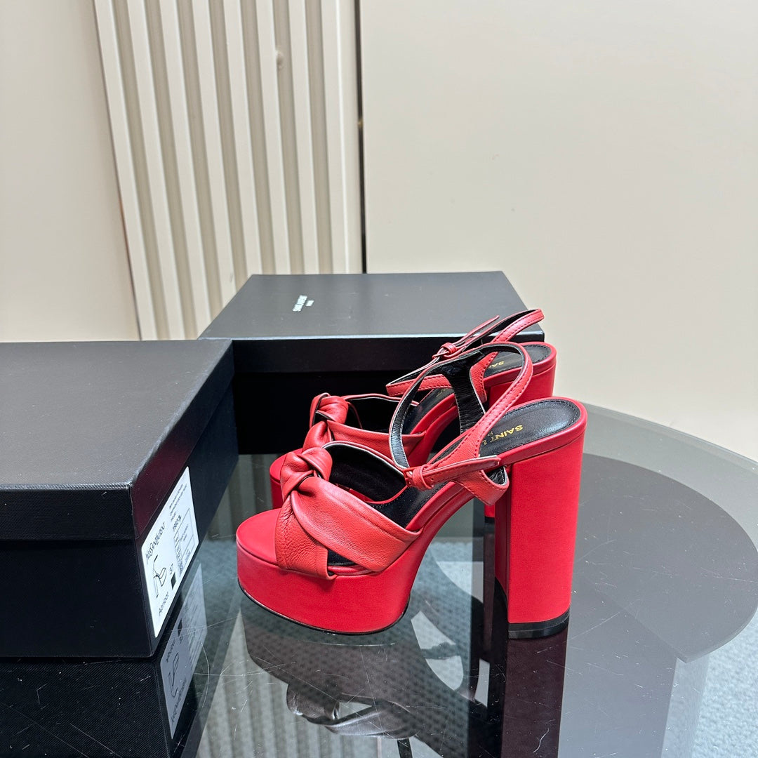BIANCA PLATFORM SANDALS IN RED LAMBSKIN - 35
