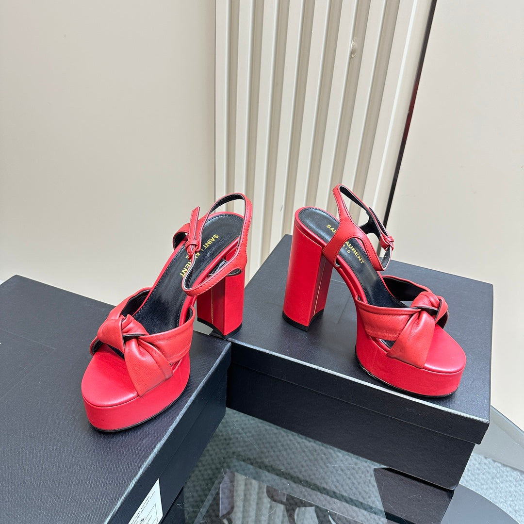 BIANCA PLATFORM SANDALS IN RED LAMBSKIN - 35