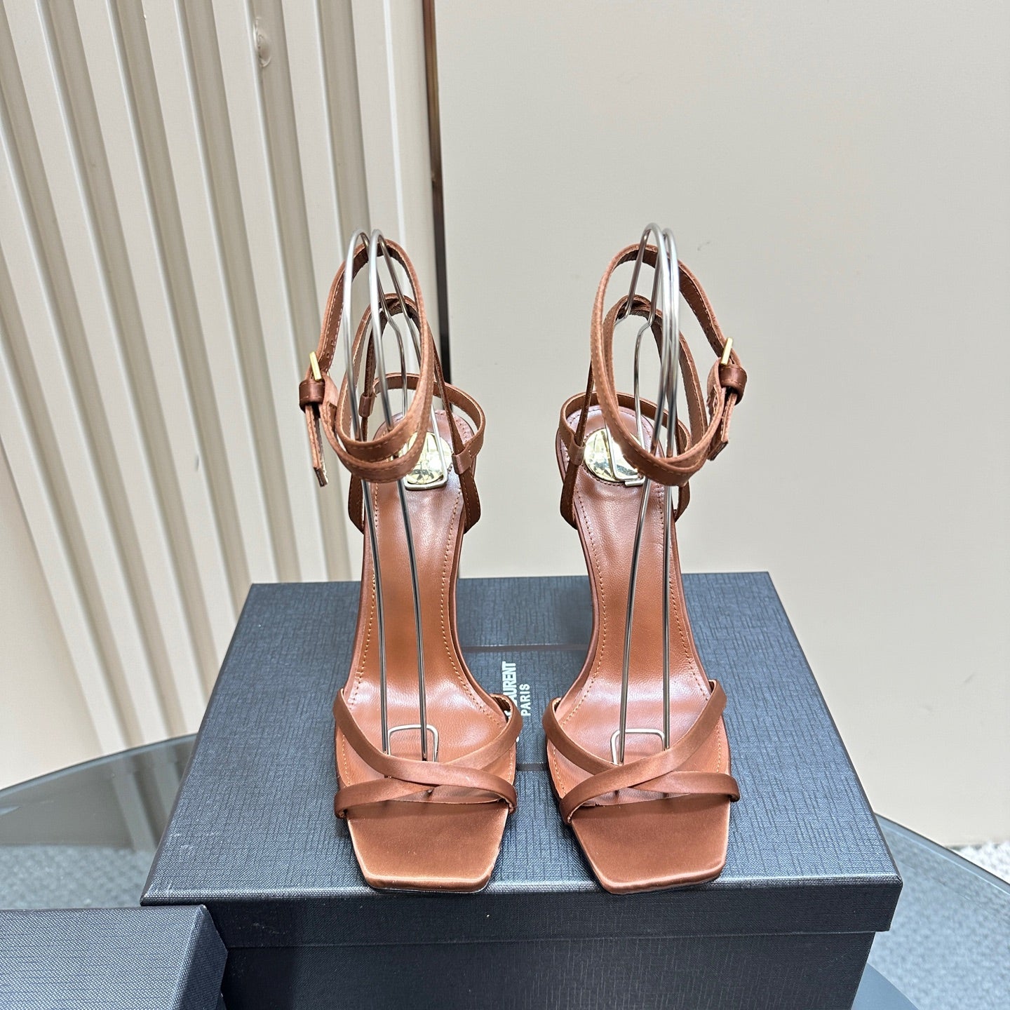 OPYUM HIGH SANDALS IN BROWN SILK - 35