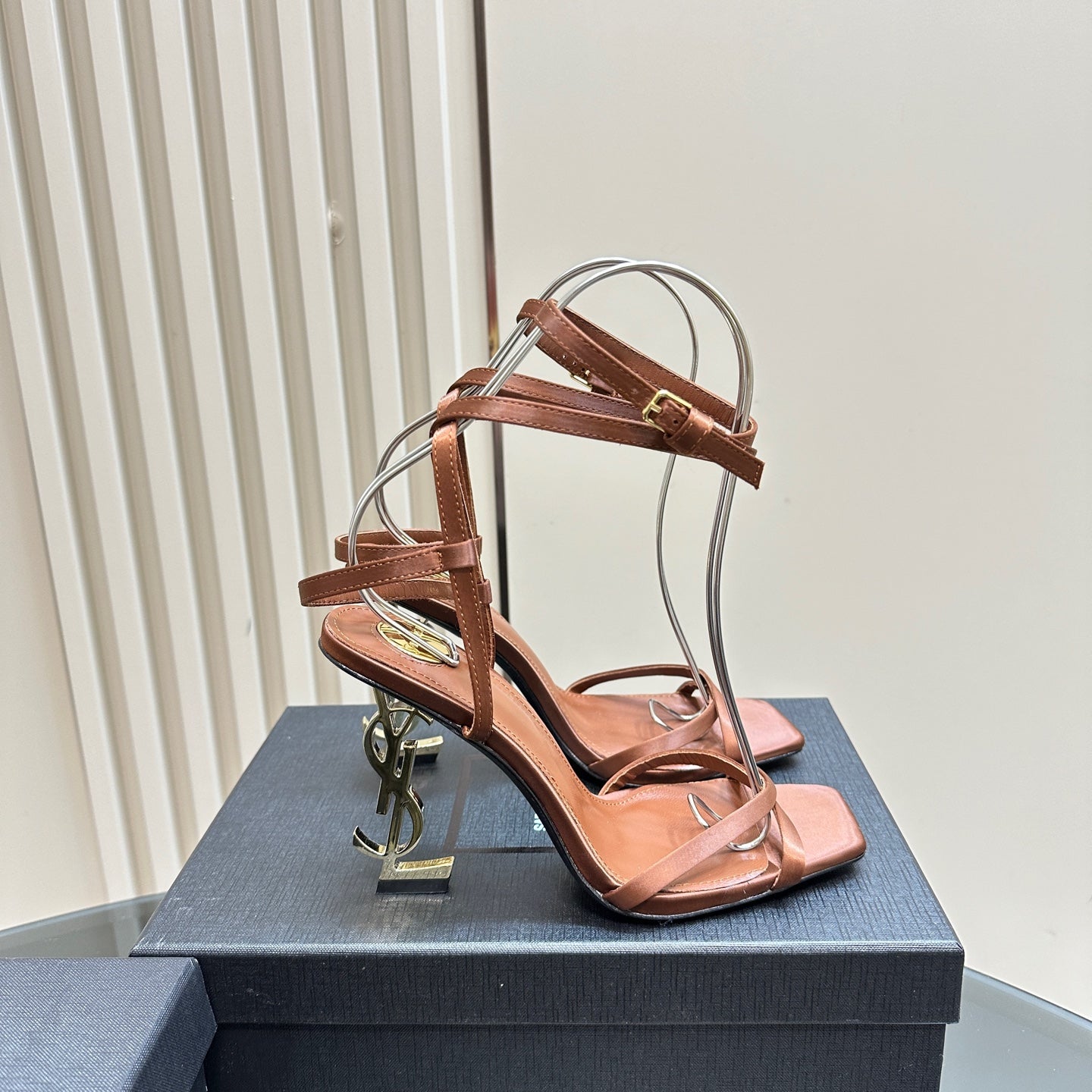 OPYUM HIGH SANDALS IN BROWN SILK - 35