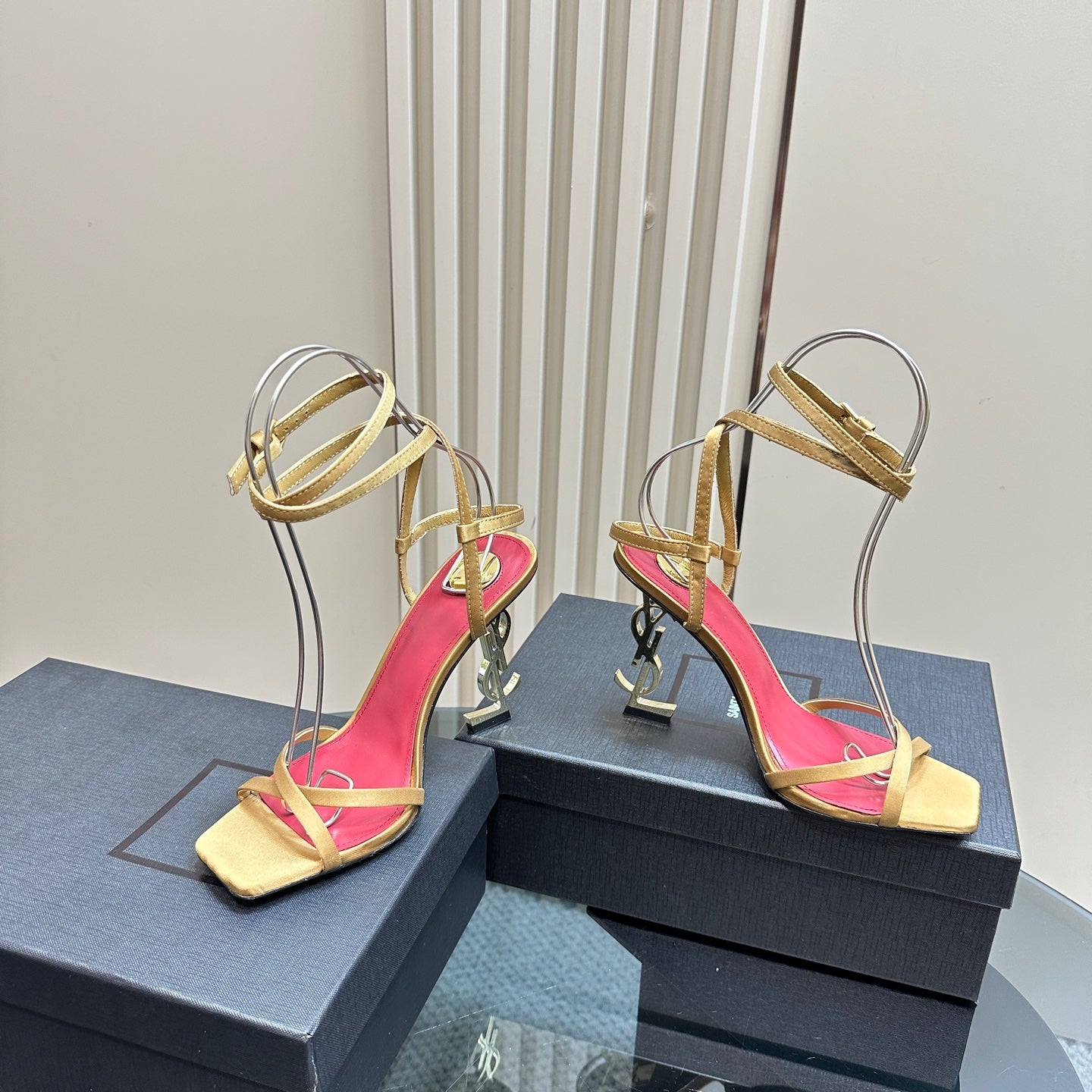 OPYUM HIGH SANDALS IN GOLD SILK - 35