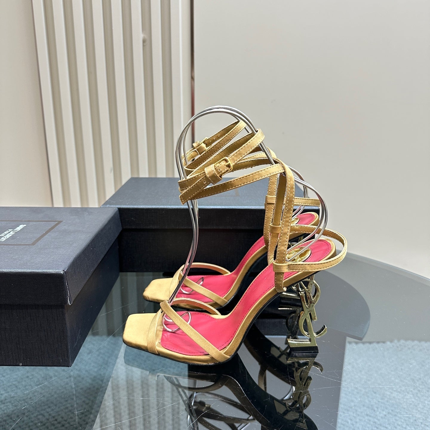 OPYUM HIGH SANDALS IN GOLD SILK - 35