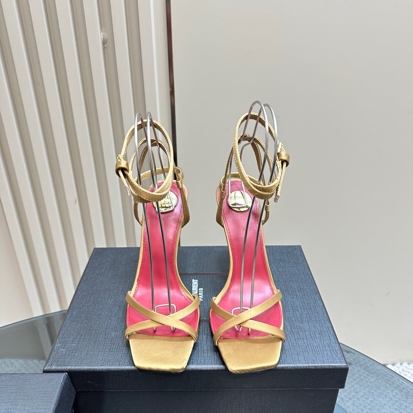 OPYUM HIGH SANDALS IN GOLD SILK - 35