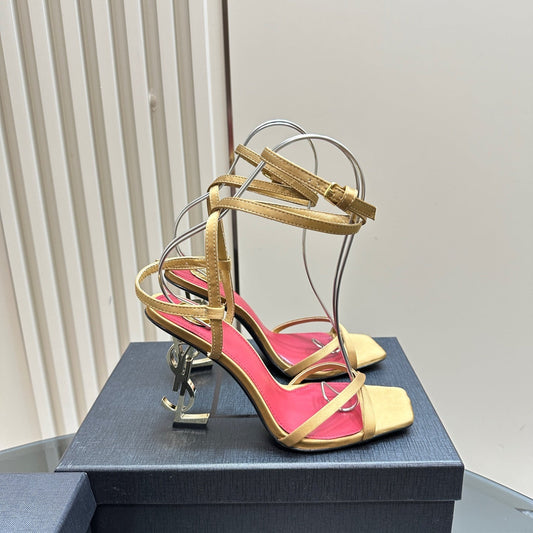 OPYUM HIGH SANDALS IN GOLD SILK - 35