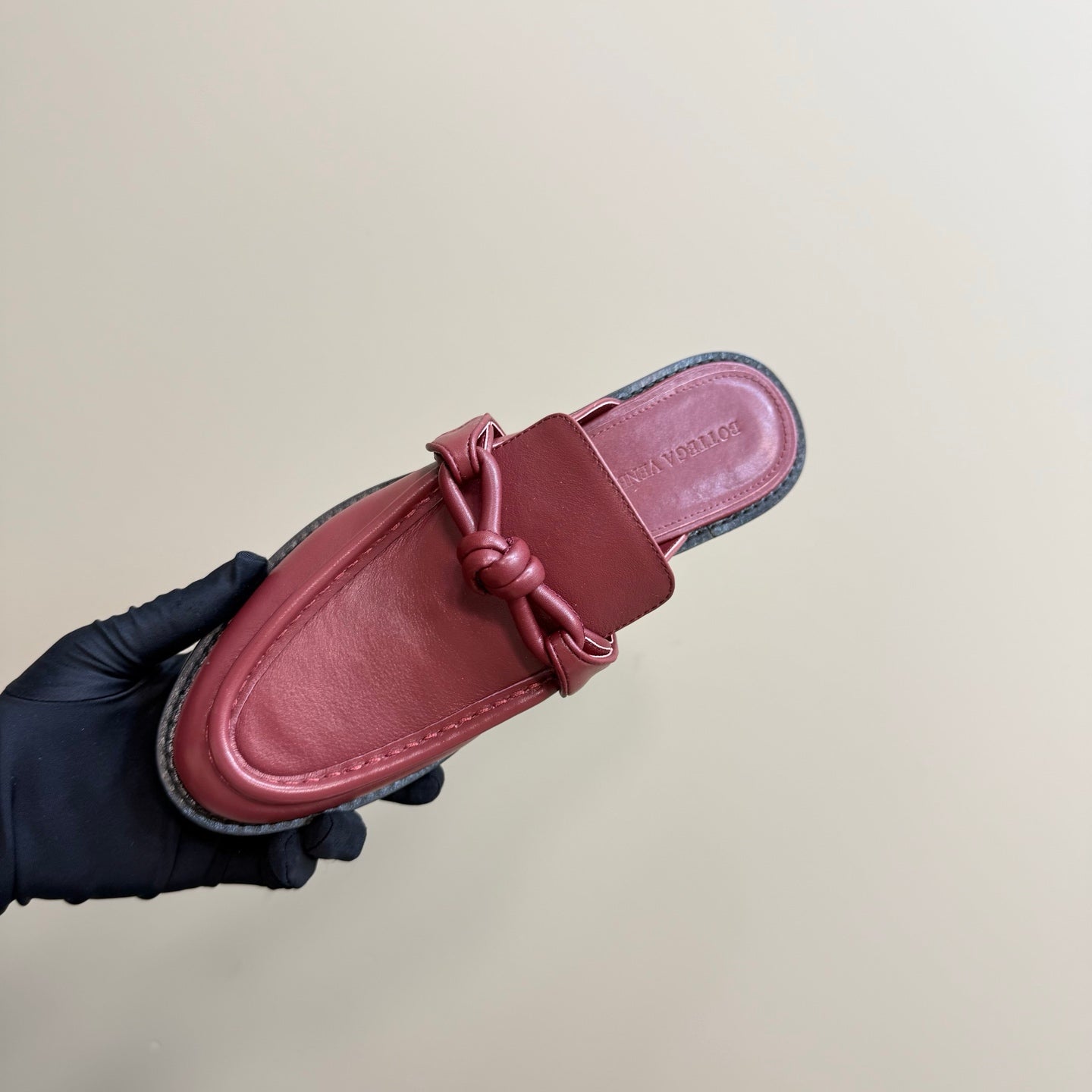 ASTAIRE MULE IN BERRY RED CALFSKIN - 35