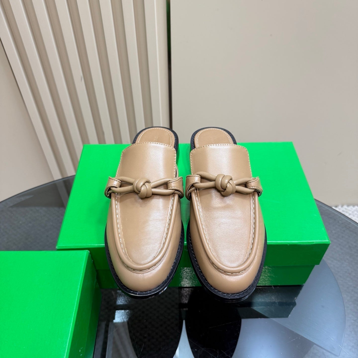 ASTAIRE MULE IN LIGHT BROWN CALFSKIN - 35