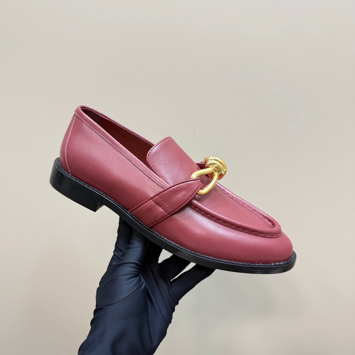 ASTAIRE LOAFER IN BERRY RED CALFSKIN WITH GOLD HARDWARE - 35