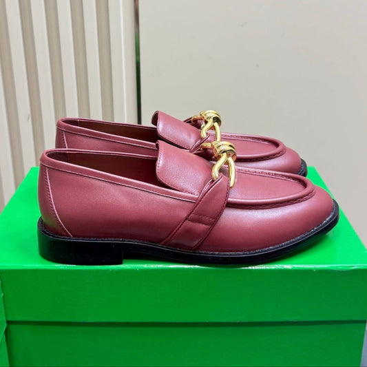 ASTAIRE LOAFER IN BERRY RED CALFSKIN WITH GOLD HARDWARE - 35