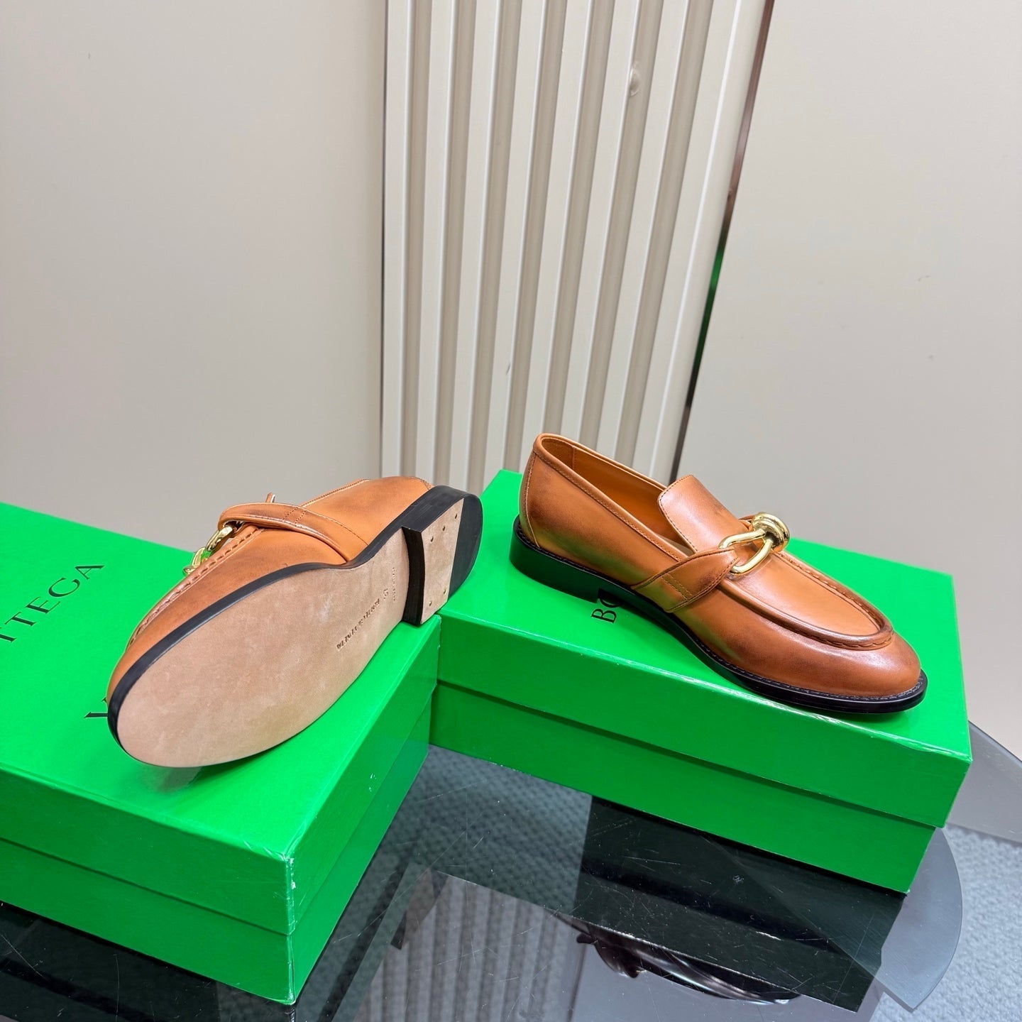 ASTAIRE LOAFER IN CINNAMON BROWN CALFSKIN WITH GOLD HARDWARE - 35
