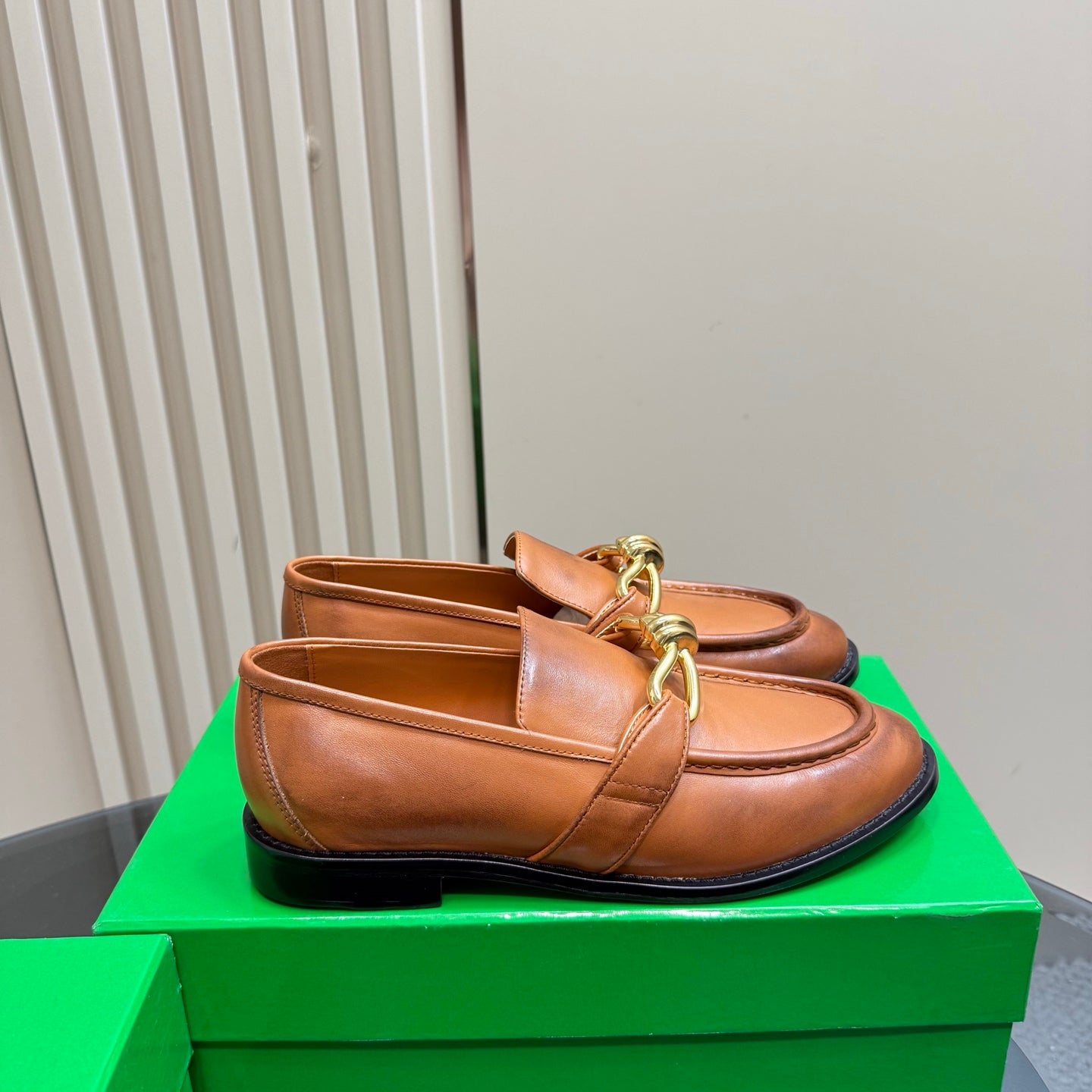 ASTAIRE LOAFER IN CINNAMON BROWN CALFSKIN WITH GOLD HARDWARE - 35