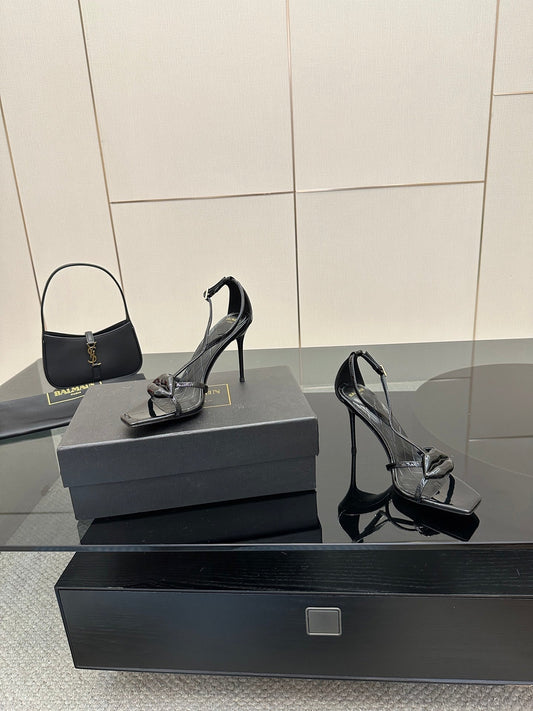 BALMAIN 25S LIPS SANDALS 10 IN BLACK CALFSKIN - 35
