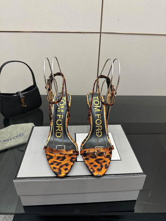 ЖІНОЧІ БОСОНІЖКИ НА КАБЛУКУ TOM FORD 26S, 100 ММ, З ТЕЛЯЧОЇ ШКІРИ З ЛЕОПАРДОВИМ ПРИНТОМ, СТИЛЬ 4