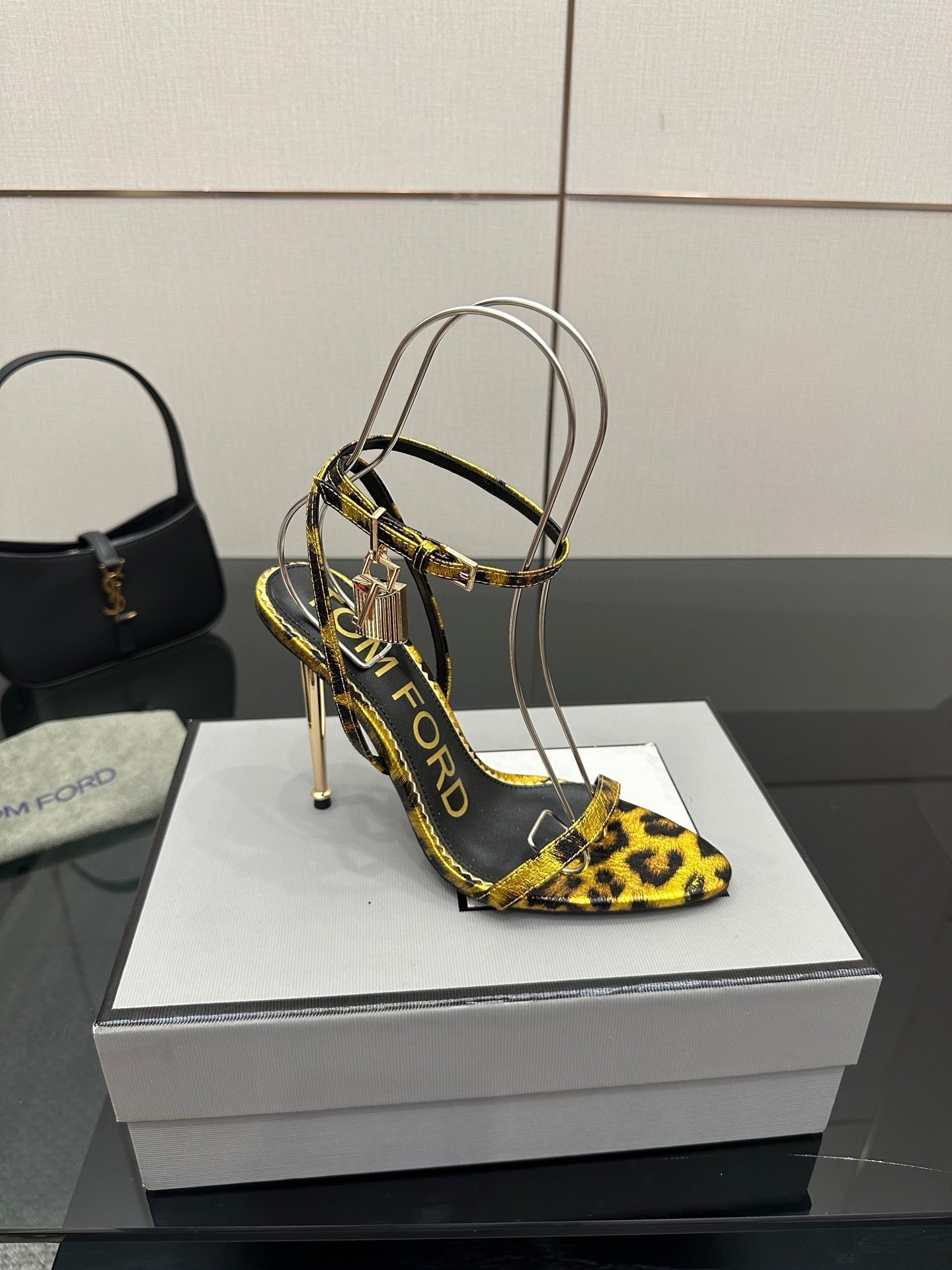 TOM FORD 26S HEELED SANDALS 100 MM IN LEOPARD PRINT CALFSKIN STYLE 3
