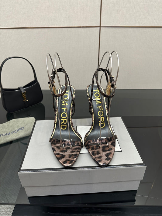 БОСОНІЖКИ TOM FORD 26S НА ПІДБОРАХ 100 ММ ІЗ ТЕЛЯЧОЇ ШКІРИ З ЛЕОПАРДОВИМ ПРИНТОМ, МОДЕЛЬ 1