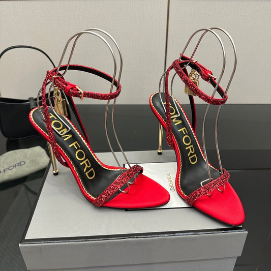 БОСОНІЖКИ TOM FORD 26S НА ПІДБОРАХ 100 ММ ІЗ ЧЕРВОНОЇ ТЕЛЯЧОЇ ШКІРИ