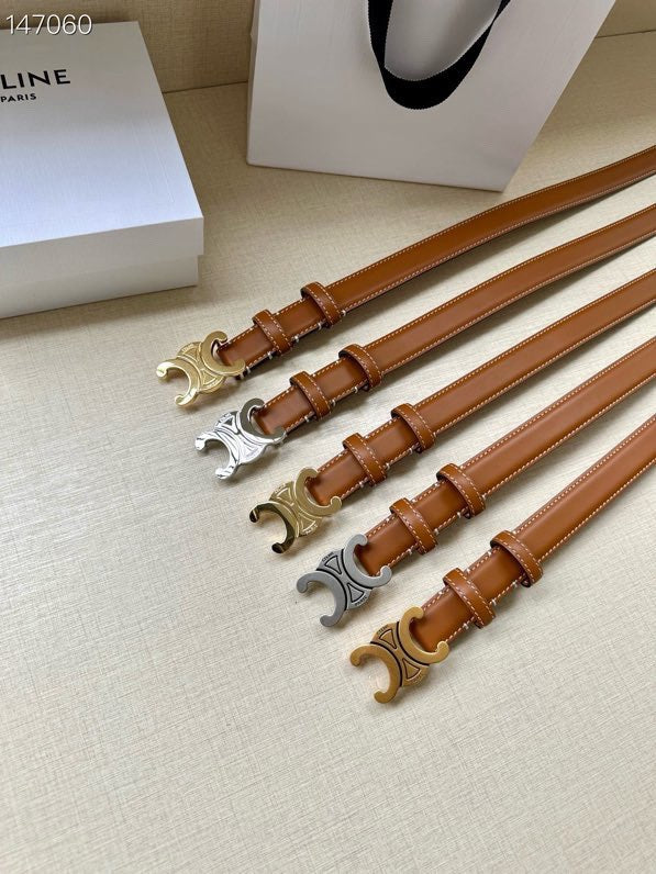 CELINE 25S BELT TRIOMPHE TAURILLON 25MM IN CARAMEL CALFSKIN 557499 - 26 - 28