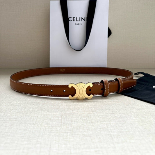CELINE 25S BELT TRIOMPHE TAURILLON 25MM IN CARAMEL CALFSKIN 557500 - 26 - 28