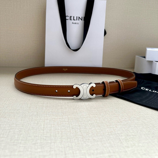 CELINE 25S BELT TRIOMPHE TAURILLON 25MM IN CARAMEL CALFSKIN 557501 - 26 - 28