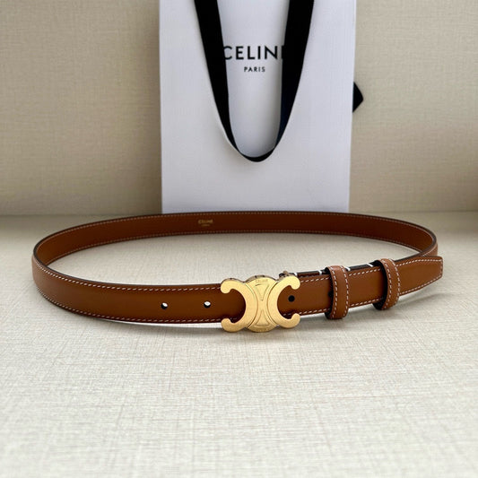 CELINE 25S BELT TRIOMPHE TAURILLON 25MM IN CARAMEL CALFSKIN 557502 - 26 - 28